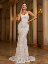 Spaghetti V Neck Mermaid Wedding Dress