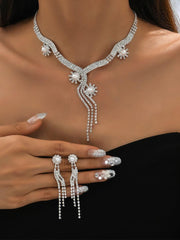 Sparkling Pearl Drop Crystal Necklace Set