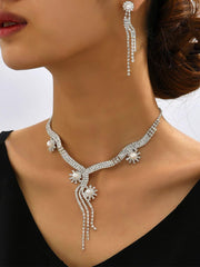 Sparkling Pearl Drop Crystal Necklace Set