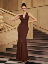 Brown Halter Sexy Mermaid Prom Dress ST59027