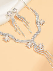 Sparkling Pearl Drop Crystal Necklace Set