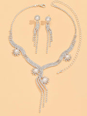 Sparkling Pearl Drop Crystal Necklace Set