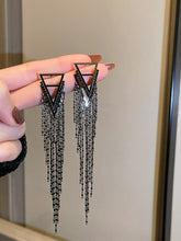 Angular Inlay Diamond Tassel Earrings