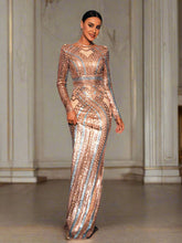 Backless Crew Neck Rosegold Sequin Dress