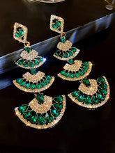 925 Silver Pin Stone Fan Earrings