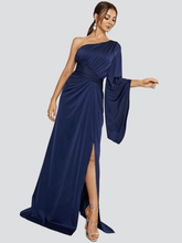 One Shoulder Split Maxi Blue Mermaid Dress