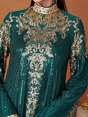 Stand Collar Bell Sleeve Sequin Dress