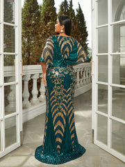 Plus V-neck Mermaid Sequin Green Dress