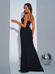 One Shoulder Cutout Split Prom Dress
