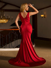 Red Knot Backless Mermaid Evening Dress