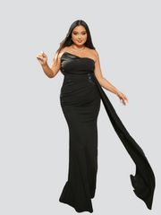 Plus Size Tube Top Sleeveless Mermaid Black Formal Dress