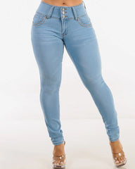 3-Rows Button Skinny Jeans