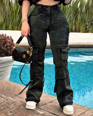 Slimming-Fit Cargo Style Jeans