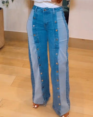 Wide-Leg Double-Breasted Jeans