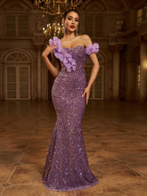 Sequin Ruffled Mermaid Evening Dress