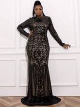 Plus Mermaid Hem Sequin Prom Dress