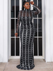 Plus Beads Chain Mermaid Prom Dress