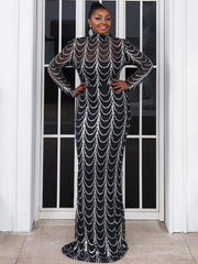Plus Beads Chain Mermaid Prom Dress