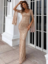 Split Sleeve Sequin Mermaid Prom Dress