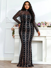 Plus Beads Chain Mermaid Prom Dress