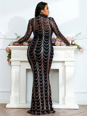 Plus Beads Chain Mermaid Prom Dress