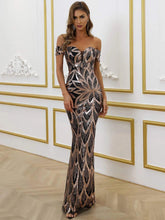 Off Shoulder Maxi Sequin Prom Dress