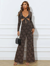 Sexy Cut-Out Wide Leg Long Sleeve Multicolor Jumpsuit