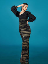 Black Long Sleeve Cutout Sheath Sequin Dress