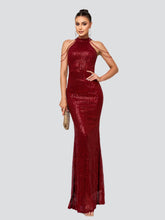 Formal Halter Neck Sequin Prom Dress