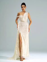 Spaghetti Strap Appliqued Floral Split Dress