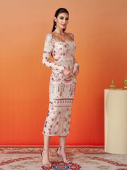 Square Neck Long Sleeve Split Sequin Dress