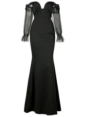 Strapless Lantern Sleeve Mermaid Formal Dress