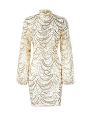 Mock Neck Sequin Bodycon Dress