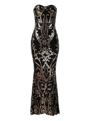 Strapless Maxi Sequin Dress
