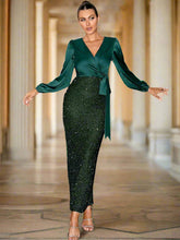 Wrap Panel Sequin Formal Dress