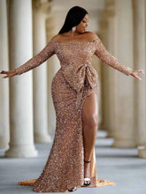 Plus Size Bow Knot Split Formal Dress