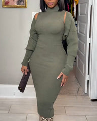 Slim Fit Knit Dress 2-Piece Set
