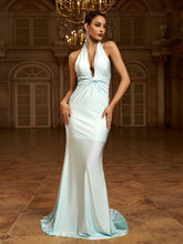 Halter Cutout Mermaid Floor Length Formal Dresses