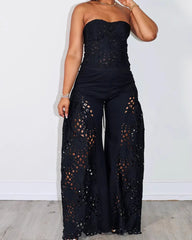 Lace Tube Top Trousers Suit