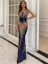 Sheath Sequin Gradient Spaghetti Formal Dress