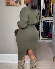 Slim Fit Knit Dress 2-Piece Set