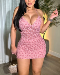 Lace Mesh Bodycon Mini Dress