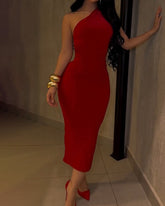 Off-Shoulder Bodycon Midi Dress