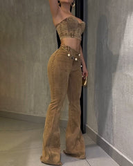 Bandeau Slim Fit Denim 2-Piece Set
