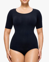 Round Neck Short Sleeve Slimming Shaping Thong Bodysuit