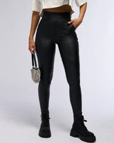Back-Zip Leather Hip-Lift Leggings