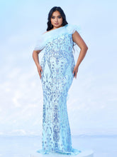 Plus Off Shoulder Ruffled Seuqin Mermaid Prom Dress