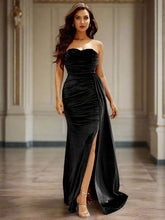 Strapless Velvet Maxi Prom Dress