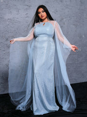 Plus Panel Sequin Cutout Maxi Dress