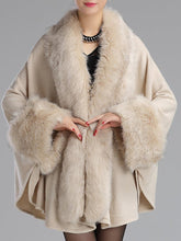 Loose Large Faux Fur Knitted Cardigan Cape